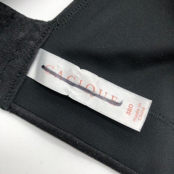 Cacique Lightly Lined Full Coverage Bra Black Nylon/Spandex 38D - Picture 3 of 4